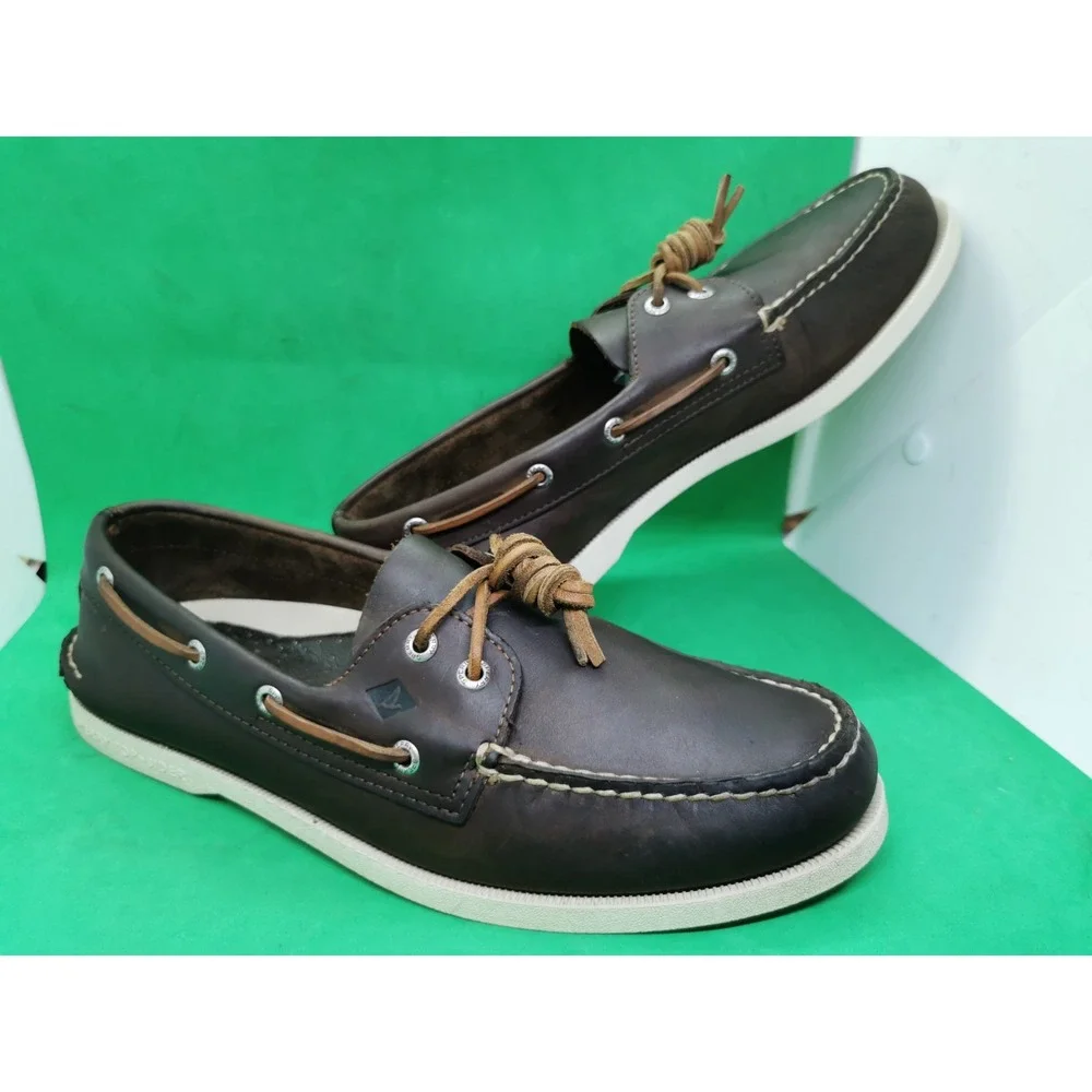 Vintage Sperry Top-Sider Men's Authentic Boat Driving Shoe Amaretto Brown Sz 11M